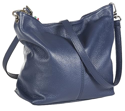 Image of LiaTalia Womens Shoulder Bag - Soft Grained Leather - Medium Size Hobo Handbag Purse Made with 100% Italian Leather - Adal [Navy]
