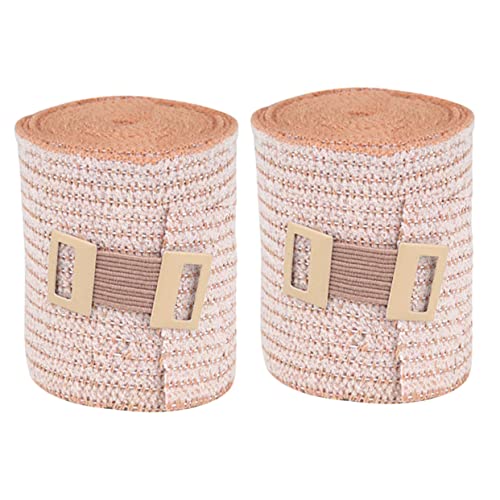 Didiseaon 2 Rolls Striped Elastic Bandage Foot Tape Sports Bandage Athletic Tape Knee Wraps for Gauze Tape Thigh Compression Care Products Compression Foot Elastic Aluminum Buckle