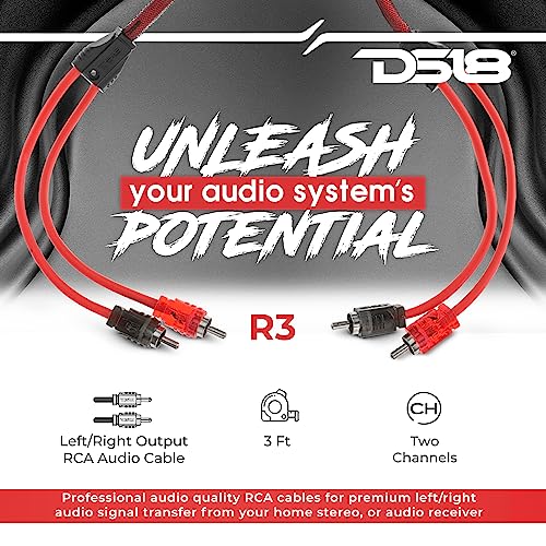 Image of DS18 R3 Ultra Flex RCA Male to 2-Male RCA Cable, Y Splitter Design, (3 Feet)