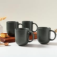 Premium Porcelain Tea Cups & Coffee Mugs Set of 4 – 240 ml Matte Finish Cups for Home, Office & Gifting (Dark Green)