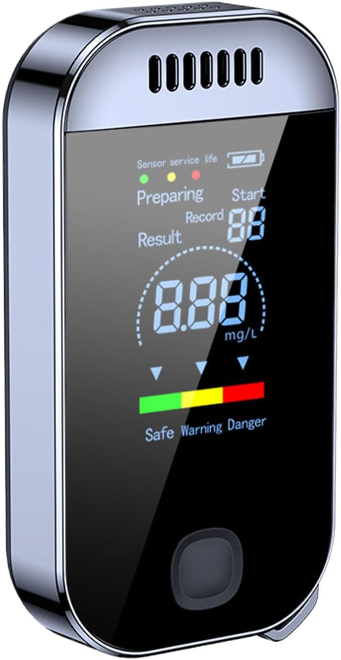 Alcohol Breathalyzer Device, Portable Digital Tester, Contactless Detection Tool, Quick BAC Reading Design, 2.32×1.34×0.55 inches, Safety Monitoring Gadget, for Party Hosts, Outdoor, Apartment, Lovers