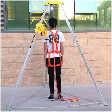 Fall Arrest Kits, Confined Space Tripod Heavy Duty Aluminum, 4.4ft-7ft Telescopic Leg Fall Protection Rope Rescue System for Deep Well/Sewerage/Flue, Commercial Fire Emergency Stan