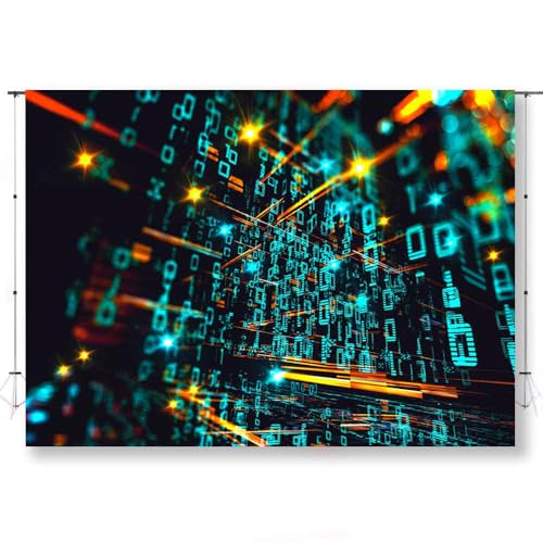 KUKUSOUL Tech Theme Backdrop, Digital Data Stream...