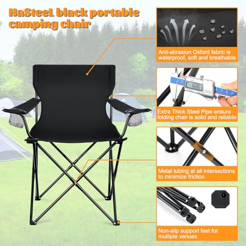 Image of HaSteeL Camping Chairs 4 Pack, Oversized Folding Lawn Chairs for Adults | Solid Construction, Portable & Light Weight, No Assembly Required