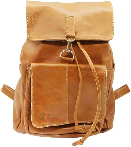 Minx Genuine Leather Drew Leather Backpack Brown