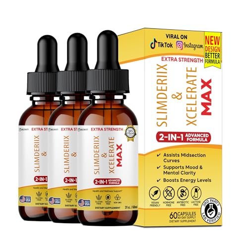 Slimderiix & Xcelerate Max Extra Strength Liquid Drops 2-in-1 Advanced Formula 60 Servings 2 fl oz (3)
