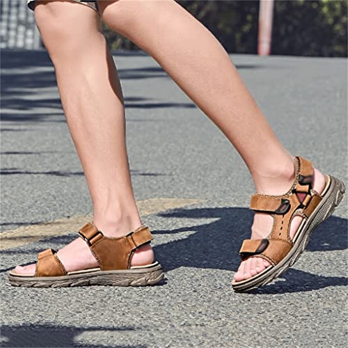 Men's Sandals Genuine Leather Casual Shoes Breathable Outdoor Trekking Sandals Leisure Shoes Men(44)3