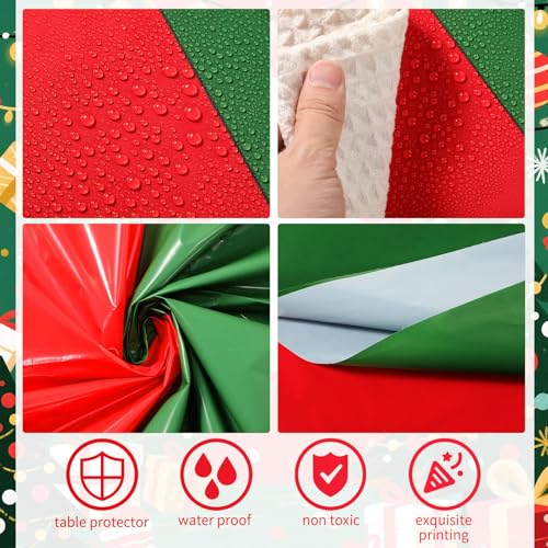 Image of Remagr 6 Pcs Round Plastic Tablecloth 84 Inch Disposable Tablecloth Party Table Cover for Graduation Wedding Birthday Retirement Decoration (Red,Green)