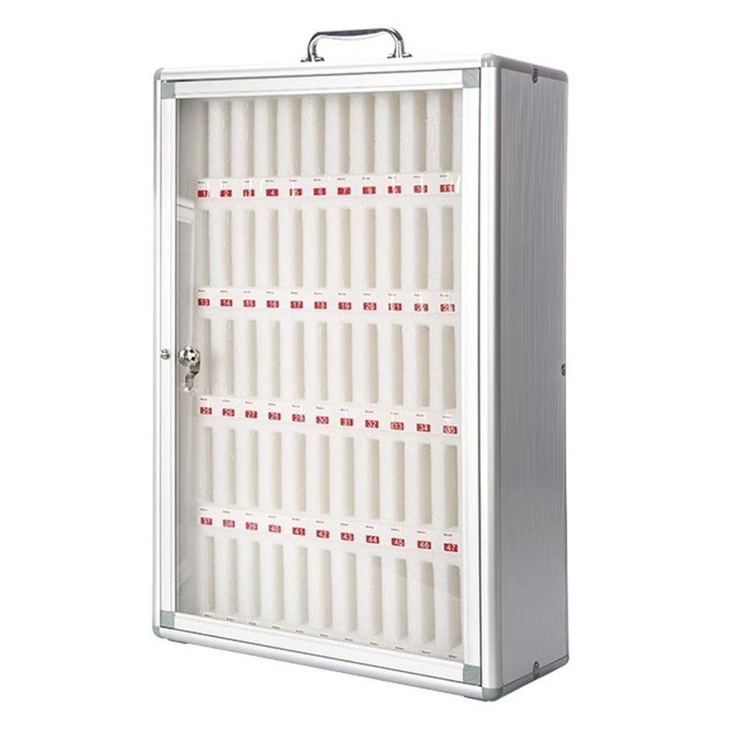 Easnuroz Cell Phone Locker Box 12/24 /36/48/60 Slots Aluminum Alloy Company Conference Mobile Phone Storage Cabinet Suitable For People Who Lack Self-control (SILVER-A, 60)