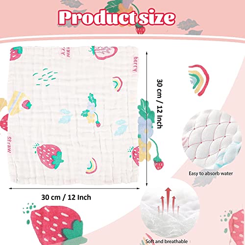 Lanjue 6 Pack Baby Washcloths Muslin for Girls 12x12 Inch Muslin Cloths Baby Face Towel 6 Layers Soft Muslin Squares 100% Cotton Newborn Hand Washcloths Baby Face Cloths Bibs for Baby Girls Pink - Image 3