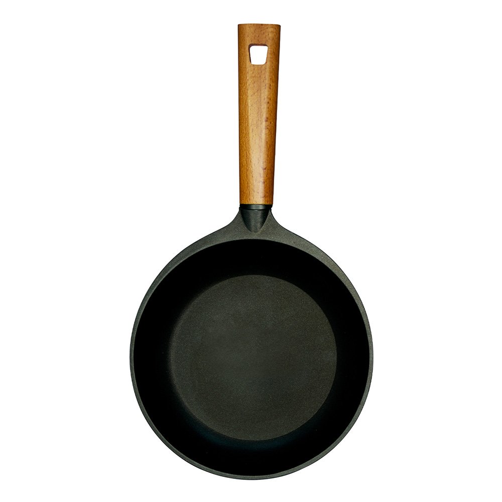 Wonderchef Caesar Non-Stick Fry Pan, Induction Bottom, Wooden Handle, Die-Cast Aluminium- 20cm, 1L, 5mm, 5 Years Warranty, Black - Image 3 thumbnail