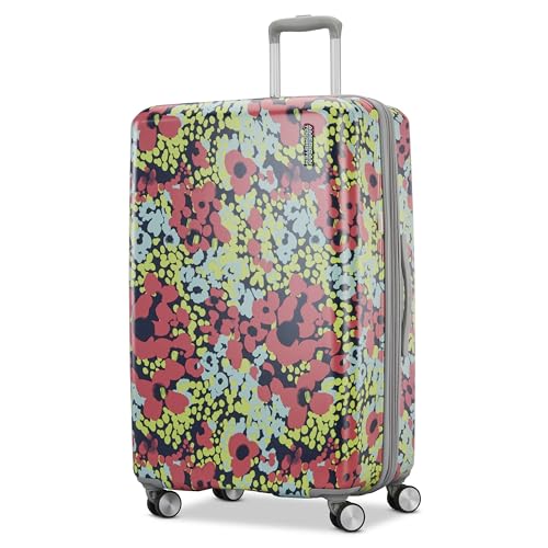 American Tourister Moonlight II Hardside Expandable Luggage with Spinner Wheels, Poppy Pattern, Large Checked Suitcase 28-Inch