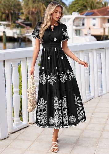 Image of PRETTYGARDEN Womens Summer Dresses Floral Maxi Boho Spring Long Dress