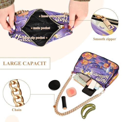 Happy Halloween Shoulder Bag for Women, Handbag with Chain Strap, Soft Purse Tote Bag for Ladies4