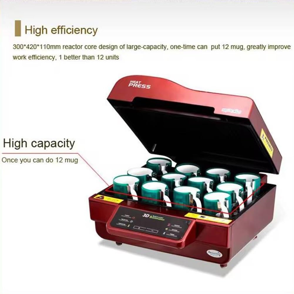 Máquina de prensa de calor de 2800 W, horno de vacío digital para impresión por sublimación 3D, control inteligente de temperatura para transferencia de tazas y fundas