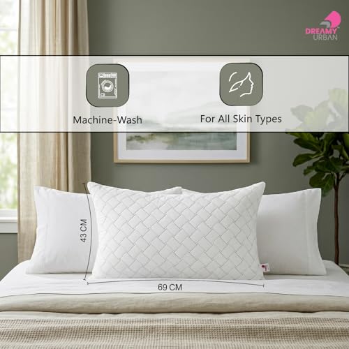 Image of Hotel Quality Pillows Set of 4, Ultra Soft Microfiber Bed Pillows 17x27 Inch, Fluffy No Lump Support, Breathable Hypoallergenic Machine Washable Bed Pillows