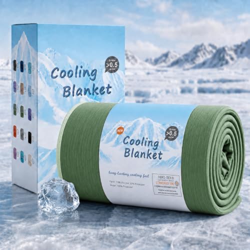 Image of Topcee Cooling Blanket(90 inchx108 inchKing Size) for Night Sweats Absorbs Heat to Keep Adults Cool on Warm Nights, Q-Max 0.5 Cooling Blankets for Hot Sleepers, Ultra-Cool Lightweight Blanket for Bed