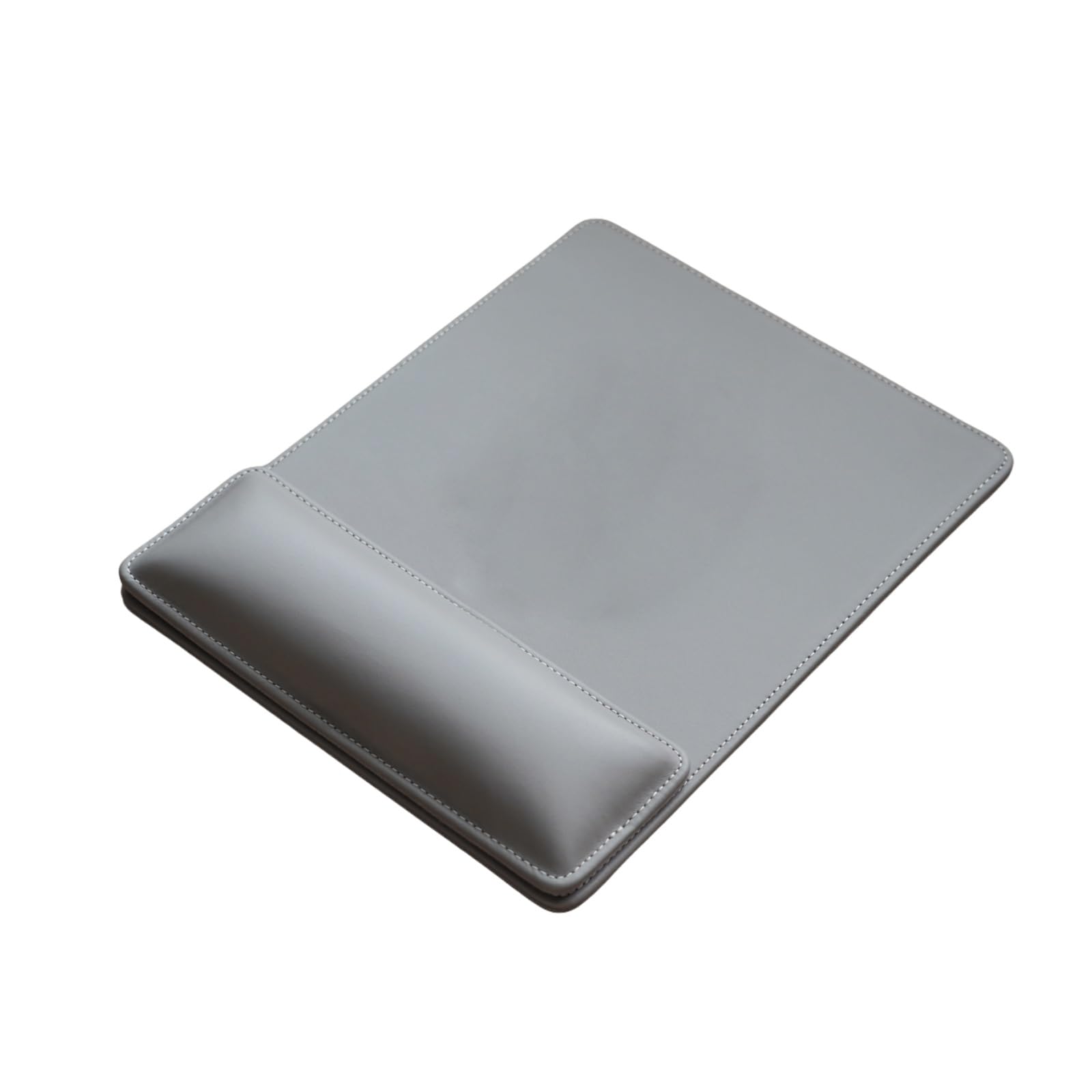 Ergonomisches Leder-Mauspad mit Handgelenkstütze, rutschfeste Gummiunterseite, Memory-Schaum, wasserdichte Oberfläche für Gaming, Büro, Grau