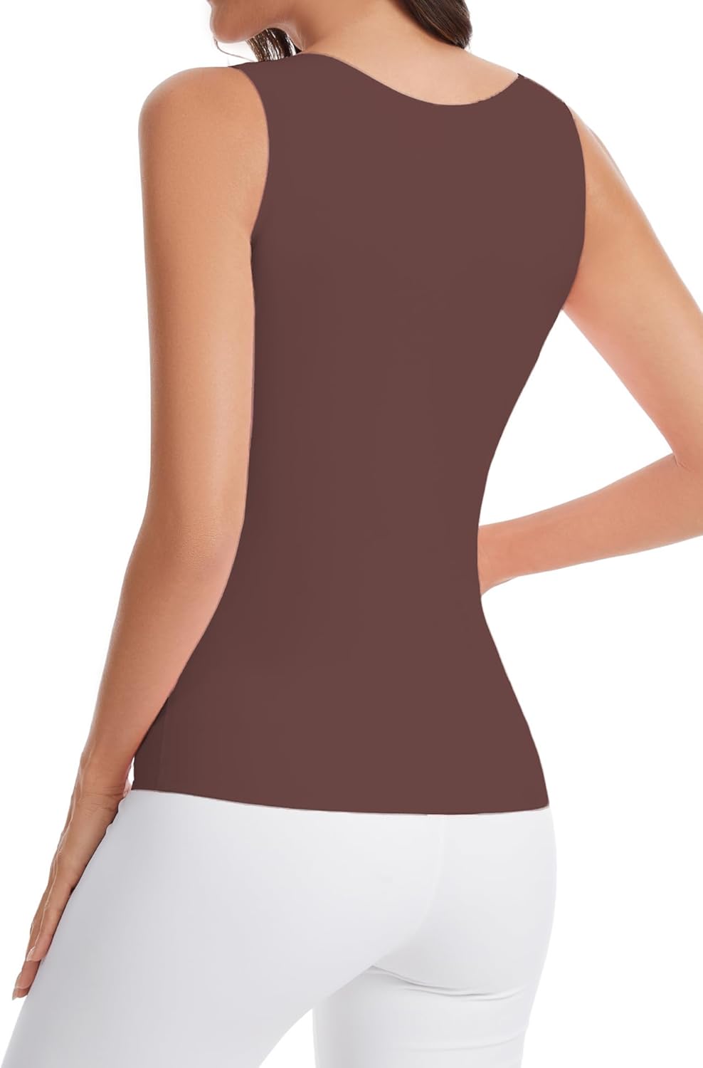 CORSKI Womens Double Lined Scoop Neck Tank Tops Basic Slim Fit Sleeveless Shirts Y2K Summer Going Out Outfits - Image 2