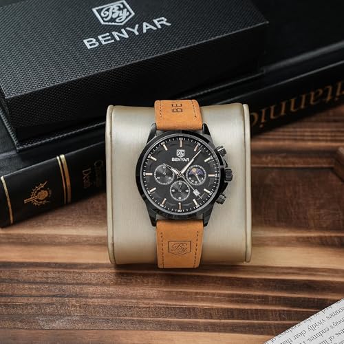 Image of BENYAR Mens Watches Analog Quartz Chronograph Waterproof Wrist Watches for Men Fashion Business Work Casual Sport Designer Dress Watch with Calendar Elegant Gifts for Men
