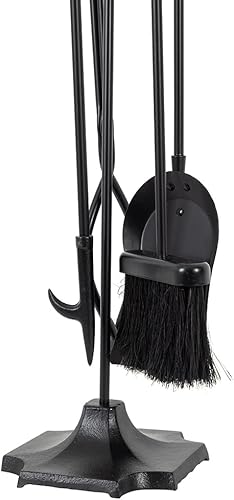 Miniatura 10 de Modern Ember Harriet - Juego de herramientas para chimenea en color negro, incluye cepillo, pala, póker de fuego, pinzas y soporte, construcción de