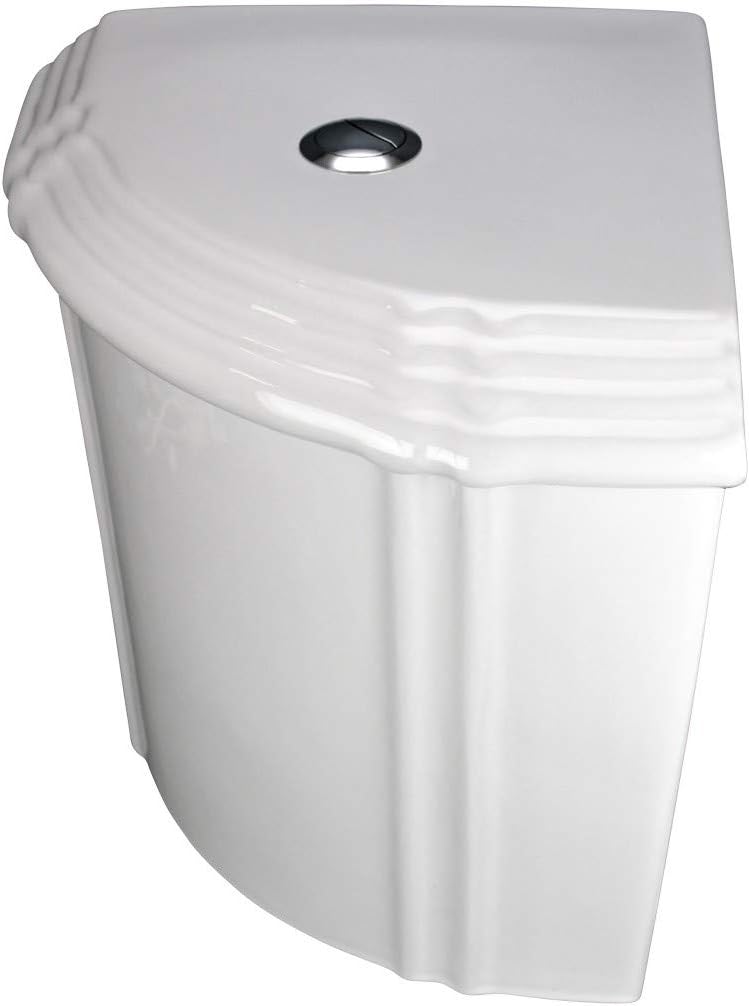 RENOVATORS Supply Manufacturing Sheffield 1.6 GPF Dual Flush Corner Toilet Tank with Gravity Fed Technology in White 13747