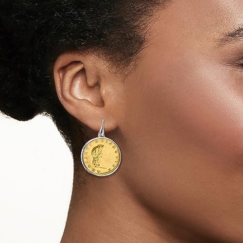 Ross-Simons Italian Genuine 20-Lira Coin Drop Earrings in Sterling Silver2