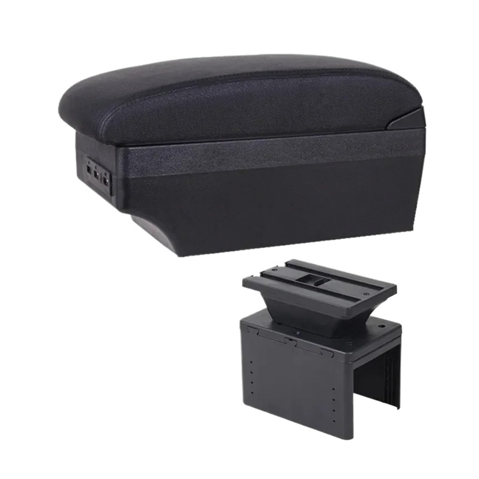 Ggwqoops Car Armrests For Citroen For C3 Armrest Center Storage Box Leather Arm Rest Console USB Led Armrest Box(E1 Black Line)