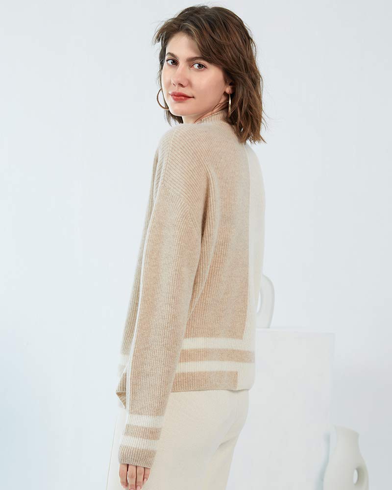 ZHILI - Maglione da donna in puro cashmere, collo alto, con maniche a pipistrello