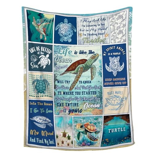Sea Turtle Blanket Sea Turtle Gifts for Women Throw Blanket,Turtle Gifts for Turtle Lovers,Bed Blanket Cozy Air Conditioning Blanket Plush Blanket for Bedroom Living Sofa,60
