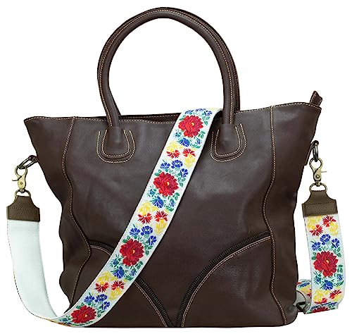 ZANQANO Purse Strap Crossbody Bag Straps Replcement Jacquard Embroidered 2" Wide Adjustable Genuine Leather Ends3