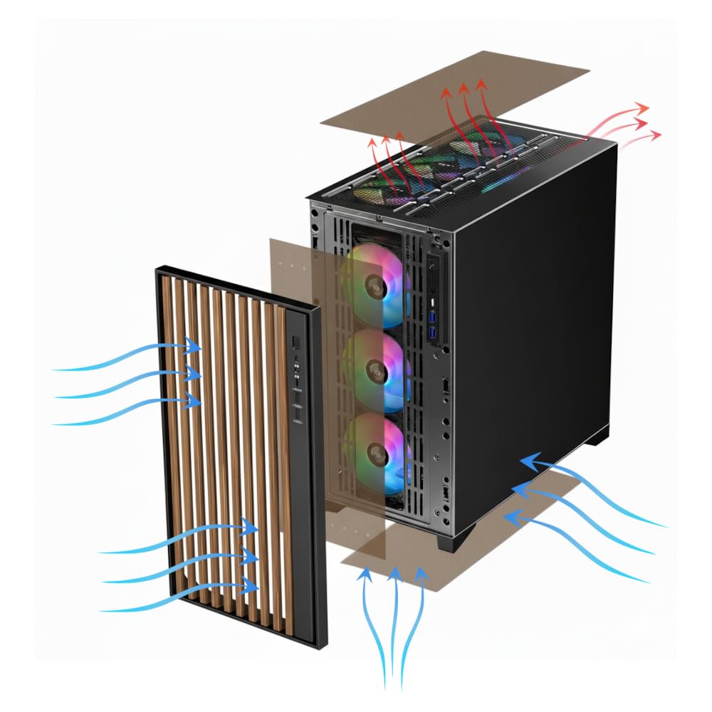 Caja PC SOBREMESA Wood Madera SLIMBOOK | ATX/Micro-ATX/ITX | Lateral Cristal Templado | USB Frontal | Negra