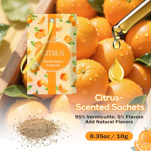 Image of SCENTORINI Scented Sachets for Drawers and Closets, Citrus Scent 14 Pack | Home Fragrance Sachets Bags Gift Set, Wardrobe Freshener for Dresser, Closets, Clothes Storage, Small Space, Suitcases