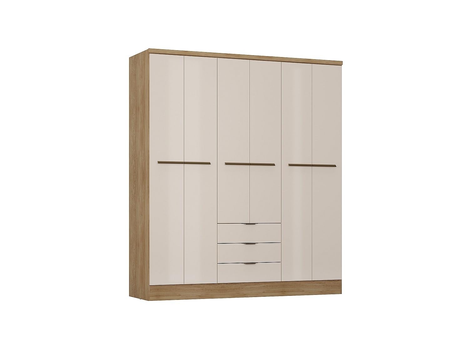 Vente-​unique - Armoire 6 Portes et 3 tiroirs - L180 cm - Coloris : Beige et Naturel - PEROLI