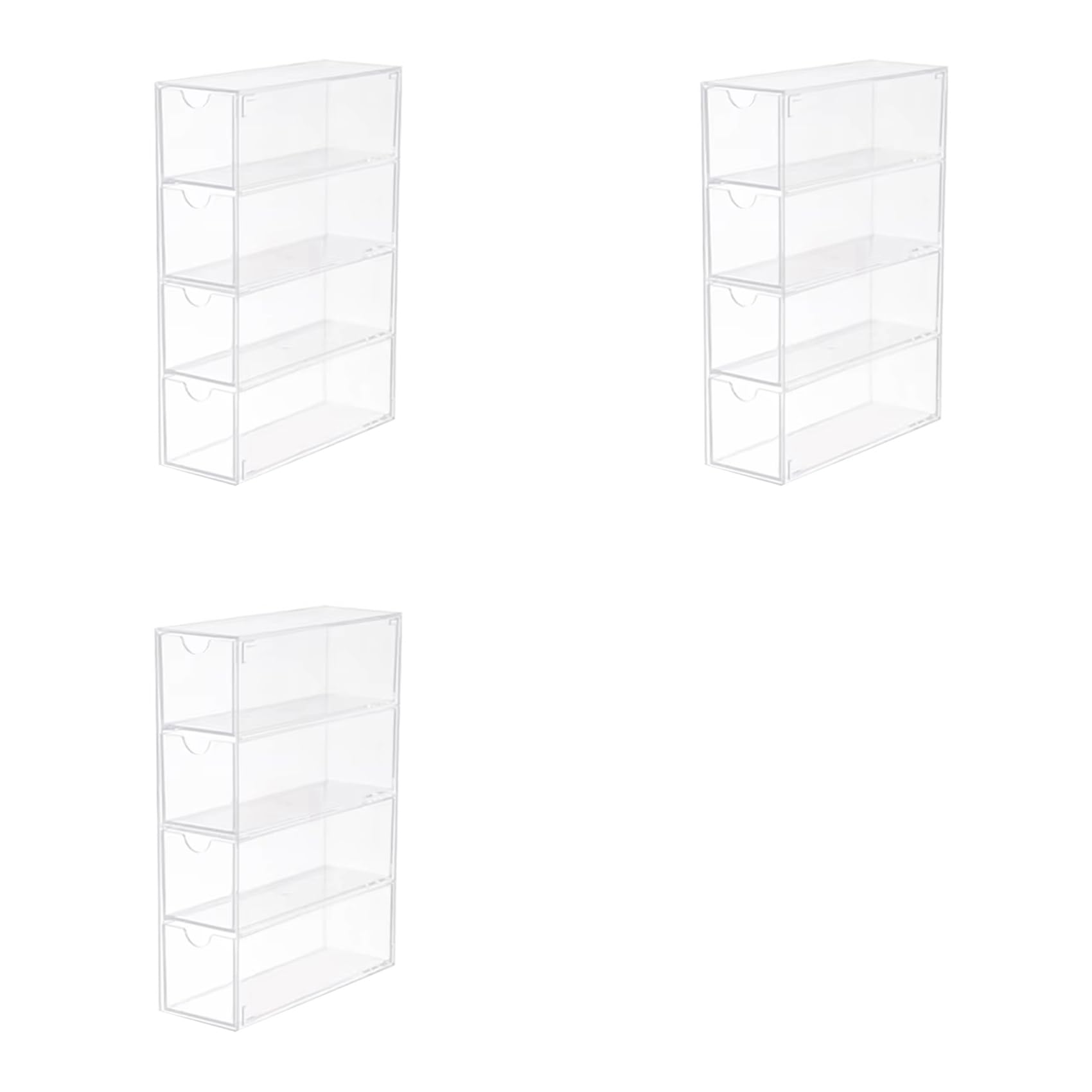 Vjsujehgy 3X Glasses Storage Box 4 Layers Large Glasses Organizer Box Multifunctional Stackable Display Holder Reusable Cosmetics