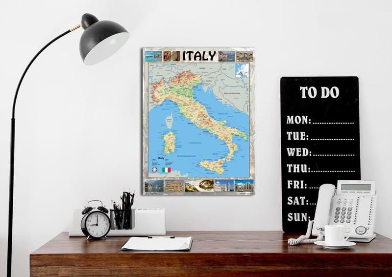 Miniatura 7 de Póster pictórico mapa de Italia - 23.4 x 16.5 pulgadas - Papel laminado