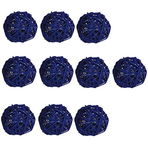 EBTOYS 10-Pack Wicker Balls Decorative Wicker Rattan Ball Vase Filler Wedding Baby Shower Festival Christmas Hanging Party Decoration - Blue Cover