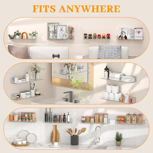30% Off 6-Pack Transparent Floating Shelves for Bathroom & Bedroom - Image 6
