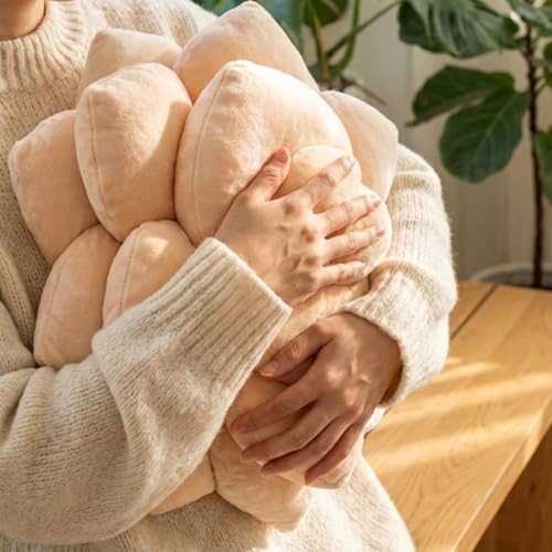 Image of Green Philosophy Co. Succulent Pillow 16 inch - Soft 3D Decorative Flower Throw Pillow, Unique Blush Peach Plush Flower Cushion, Perfect for Couch, Sofa, Bedroom Decor, Gift for Plant Lovers