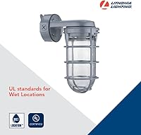 Vista 7 de Woods Luz de seguridad resistente al vandalismo (bombilla incandescente de 150 W) y Lithonia Lighting Incandescent Utility Vapor Tight Wall Mount