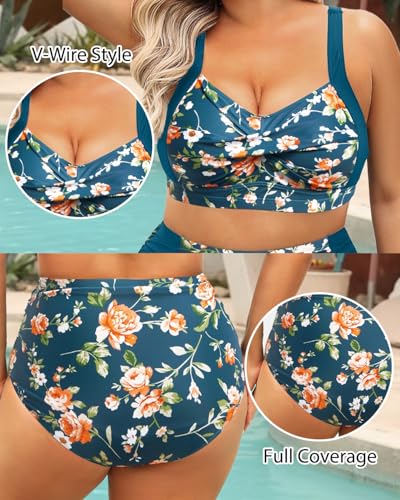 Image of Daci Women's Plus Size Bikini Sets - High Waisted Two-Piece Swimsuits with Tummy Control