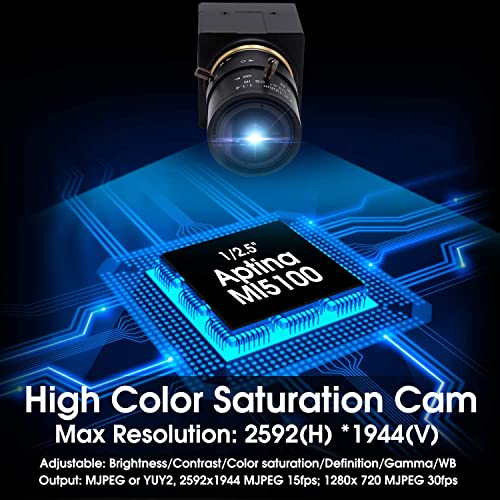Webcam industrielle USB 5 MP varifocal objectif 2.8-12mm mini UVC - 6