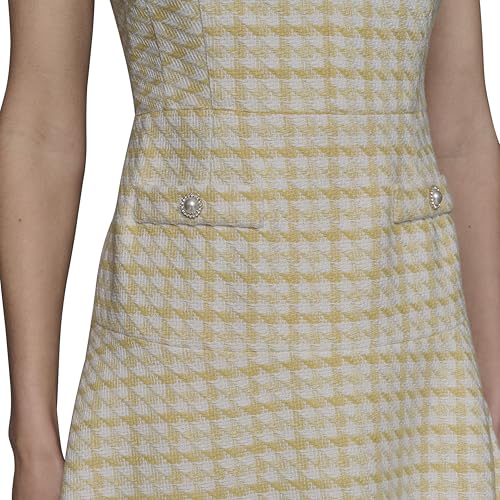 Image of Karl Lagerfeld Women's Tweed Printed High Scoop Neck Aline Dress