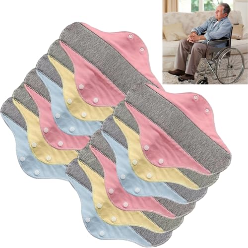 10 Pcs Reusable Sanitary Pads Reusable Period Pads for Women Postpartum Pads and Cotton Panty Liners for Nighttime Incontinence Protection Daily Menstrual Management and Sensitive Skin Care 23 cm