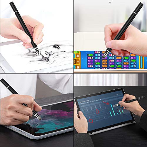 Stylus Pens, UROPHYLLA Precision Fine Point Stylus, 2 in 1 Capacitive Stylist Pens for for iPad, iPhone, Tablet, Laptops and Other Touch Screens with 7 Replacement Tips (Black/Silver)
