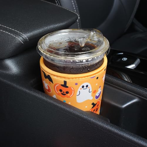 Image of 3 Pack Reusable Iced Coffee Sleeves - Xumbtvs Insulator Sleeve for Cold Beverages, Neoprene Coffee Cup Holder (Boo)