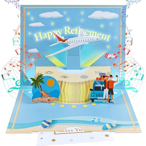 NAWTOR Retirement Cards, Light and Music Creative Retirement Card Retirement Party Decorations Gift for Men, Women, Coworkers, Retired Party Supplies (Retirement) Cover