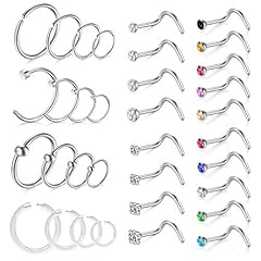 32 Pcs-Silver-S-Nose stud