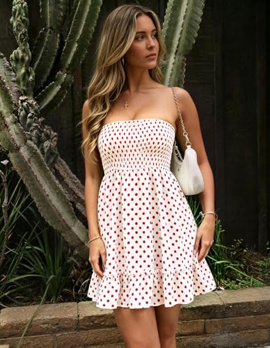 Image of EG CHRIS G Summer Dresses for Women Strapless Tube Top Mini Dresses Beach Boho Sundress 2025
