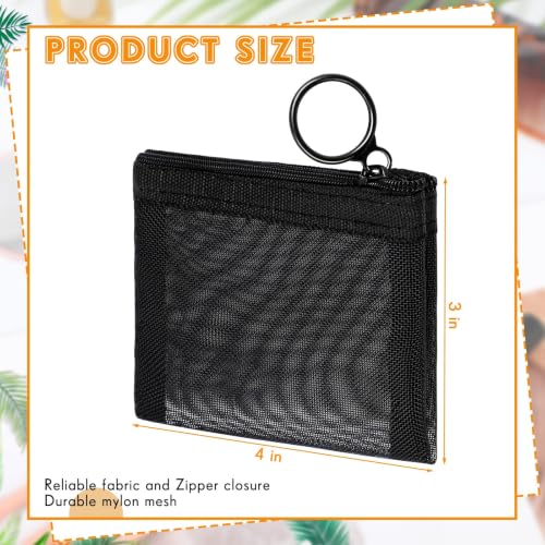 Image of Jexine 60 Pcs Mini Zipper Mesh Bags 4 inch x 3 inch Nylon Coin Pouch, Black